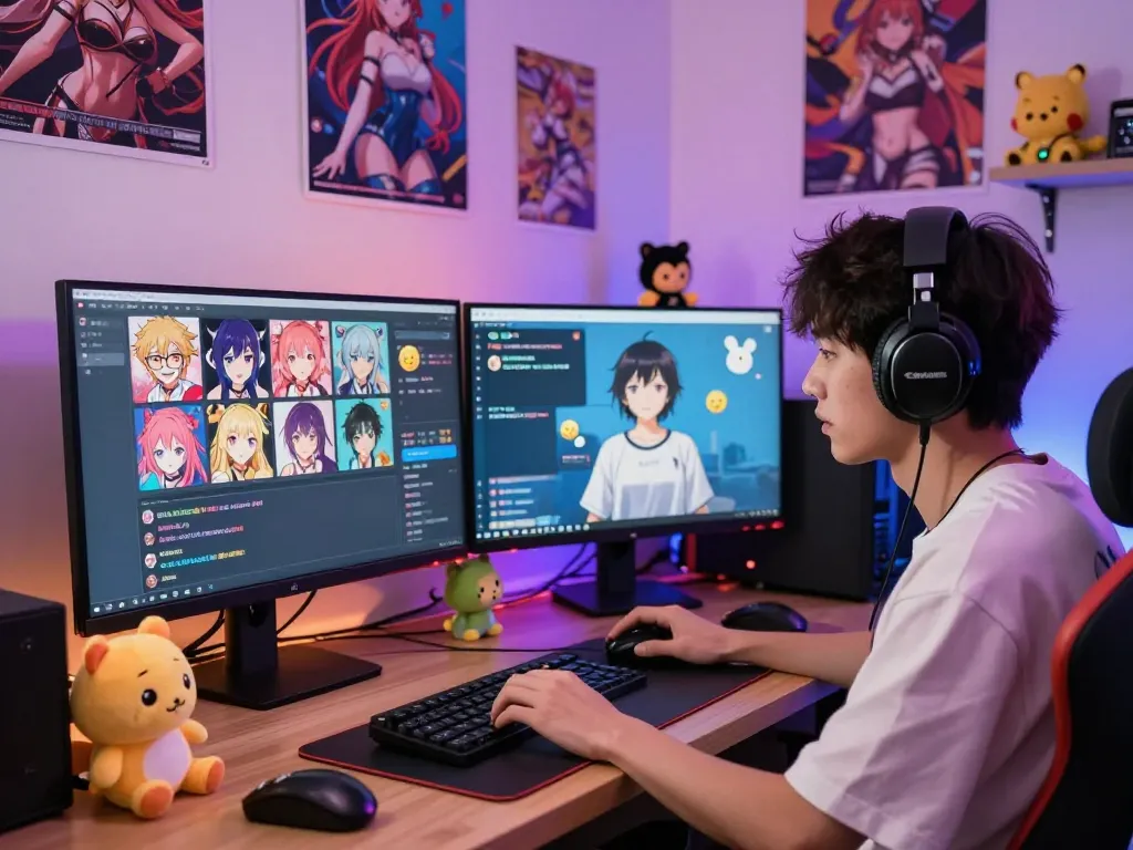 Interactive scene showcasing hentai ai chat with vibrant characters and user engagement in a colorful digital environment.