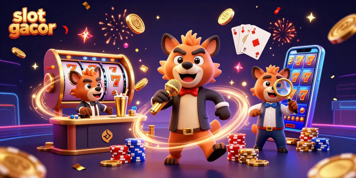Slot gacor dengan hyena lucu menghibur sambil beraksi di kasino, memancarkan keceriaan.
