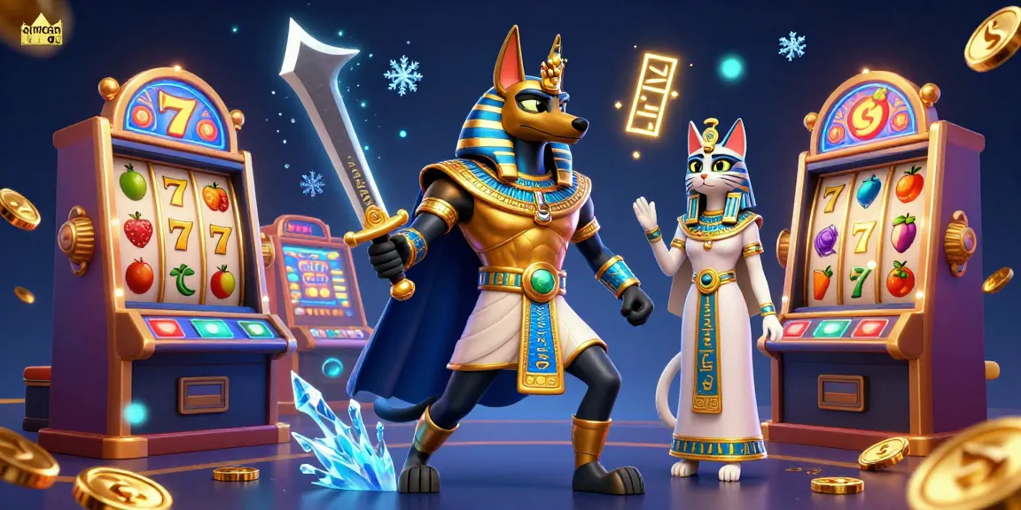 Menangkan jackpot dengan qqmacan dan simbol slot berkilau dalam ilustrasi kasino yang menyenangkan.