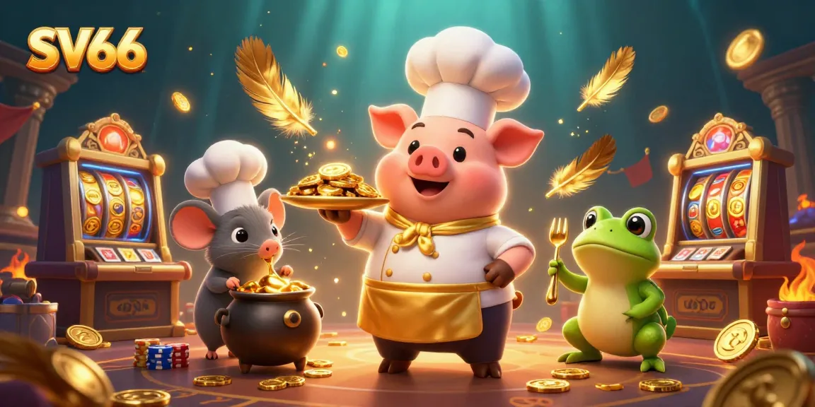 Experience thrilling play at SV66 with cheerful characters, gold coins, and dynamic casino elements.