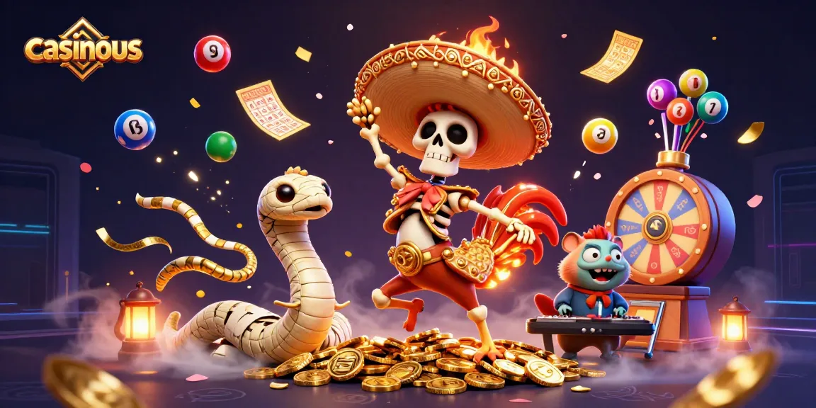 Experience the excitement of casinous with vibrant characters and dynamic elements in this 3D casino scene.