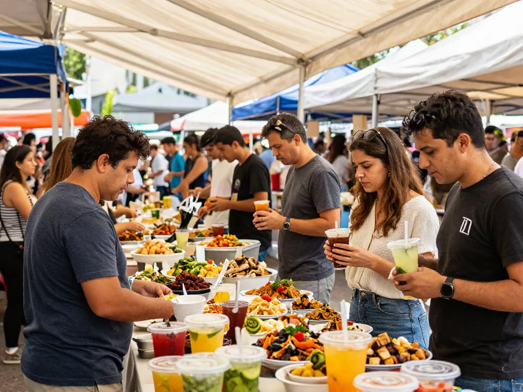 Explore the vibrant food market scene showcasing rokok88 link with diverse culinary offerings and lively community interactions.