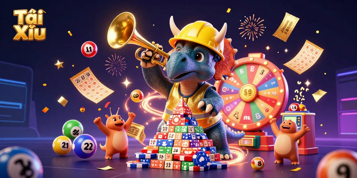 Tài Xỉu game illustration with cartoon dinosaurs and colorful casino elements creating an exciting atmosphere