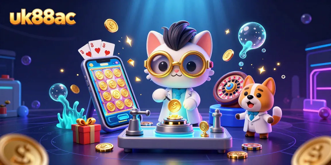 uk88ac engaging in thrilling casino adventures with cartoon characters amidst dynamic gaming elements