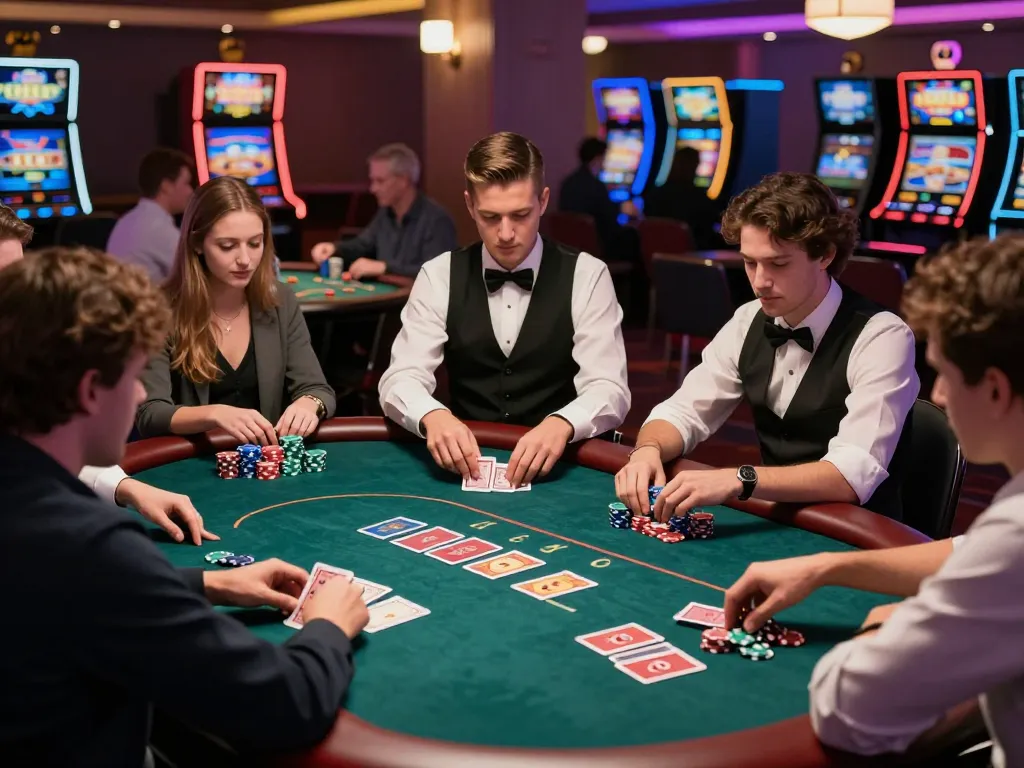 Experience thrilling poker gameplay at trang chủ dn88 with engaged players, vibrant chips, and strategic action in a luxurious casino setting.
