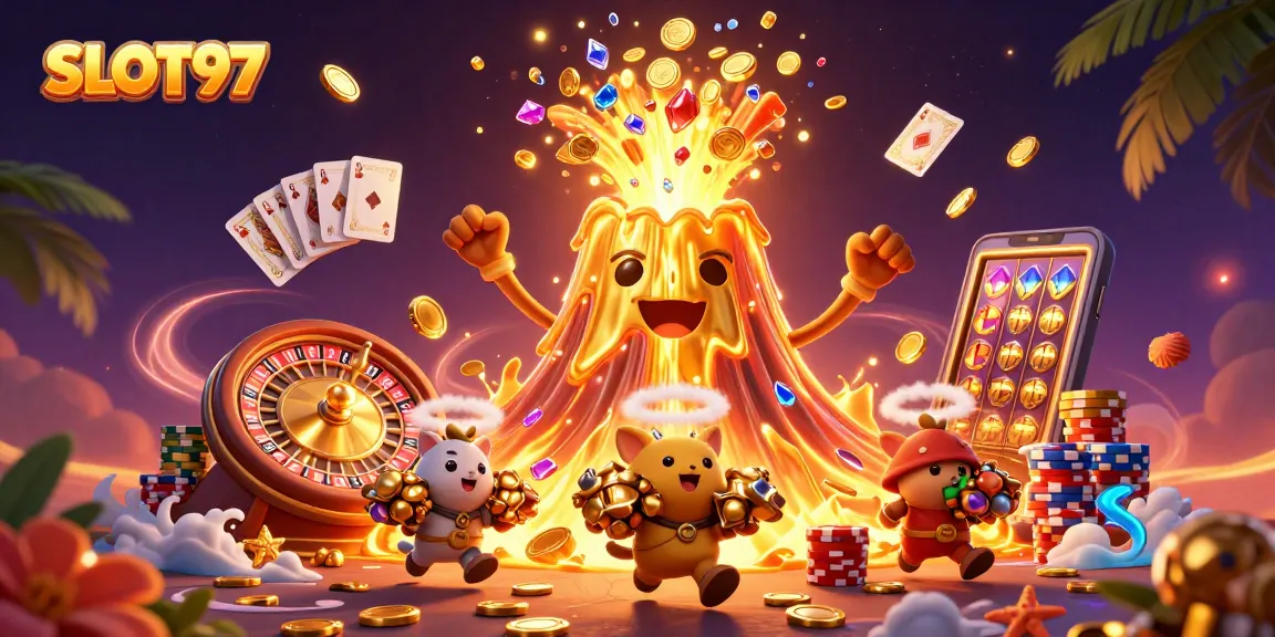 SLOT97 unlocks thrilling online adventures through jackpot dreams and treasure-filled volcanic eruptions.