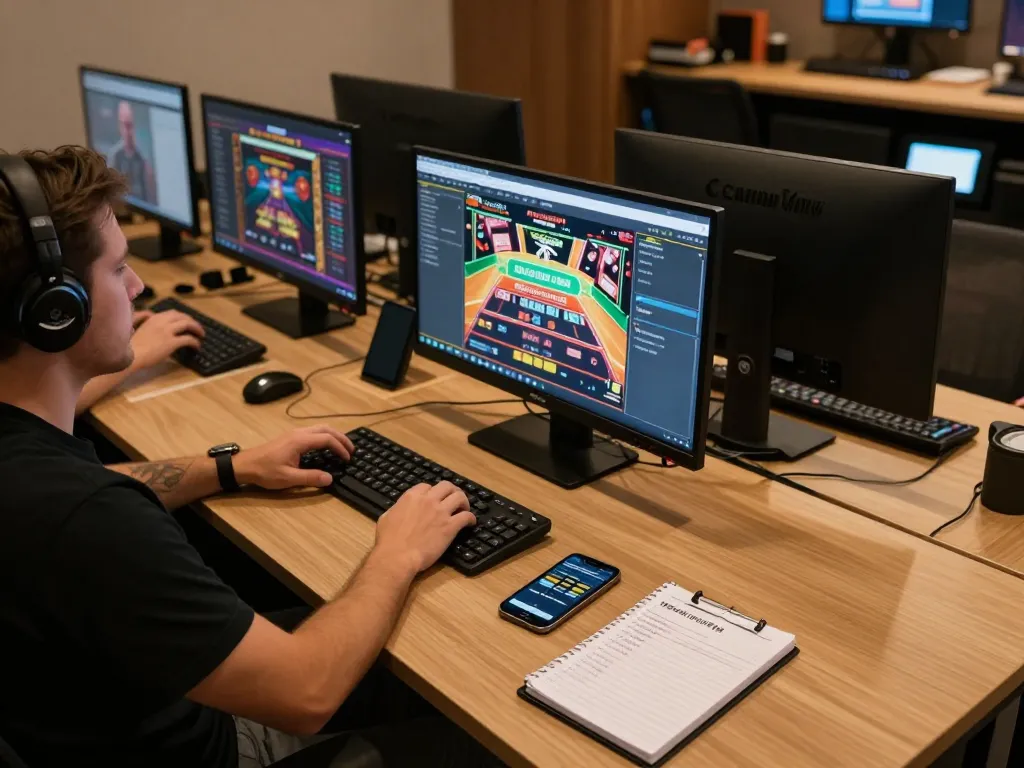 Engaged user analyzing strategies for DA88 online gambling on a modern desktop setup.