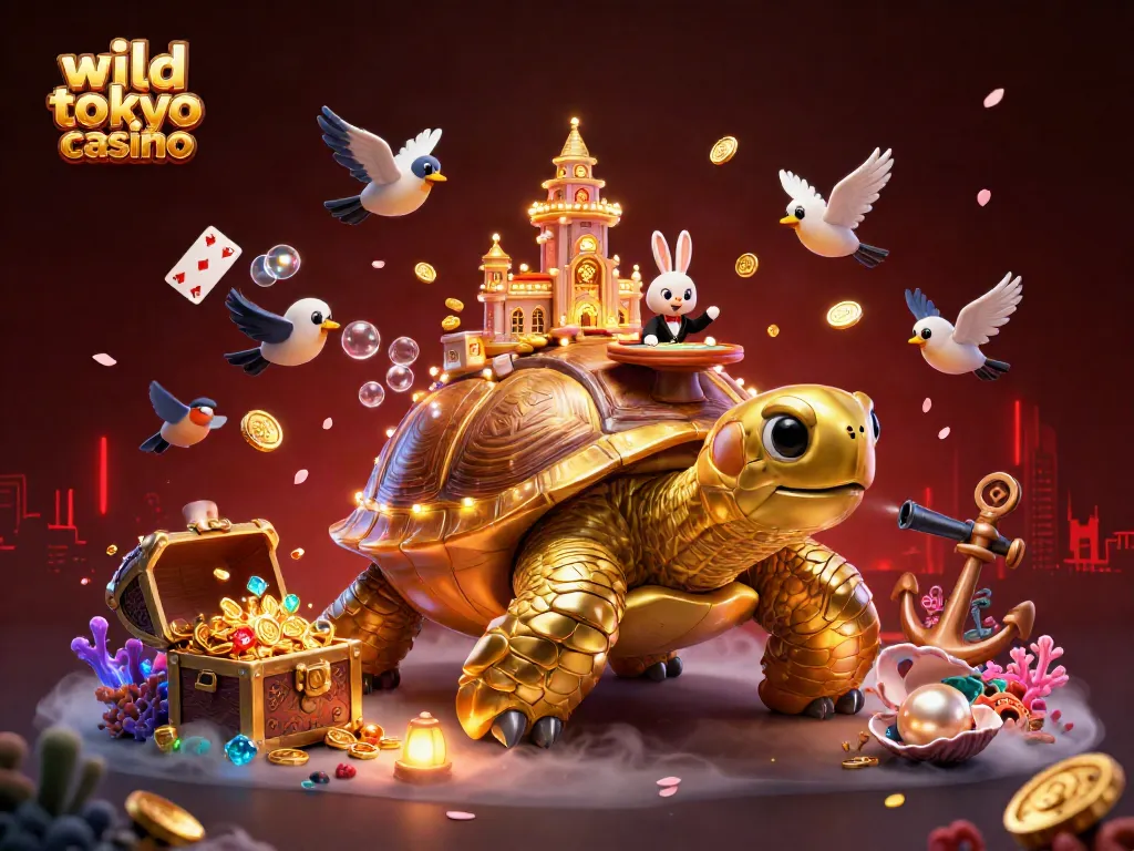 Join the fun at wild tokyo casino with golden coins flying around a vibrant casino scene.
