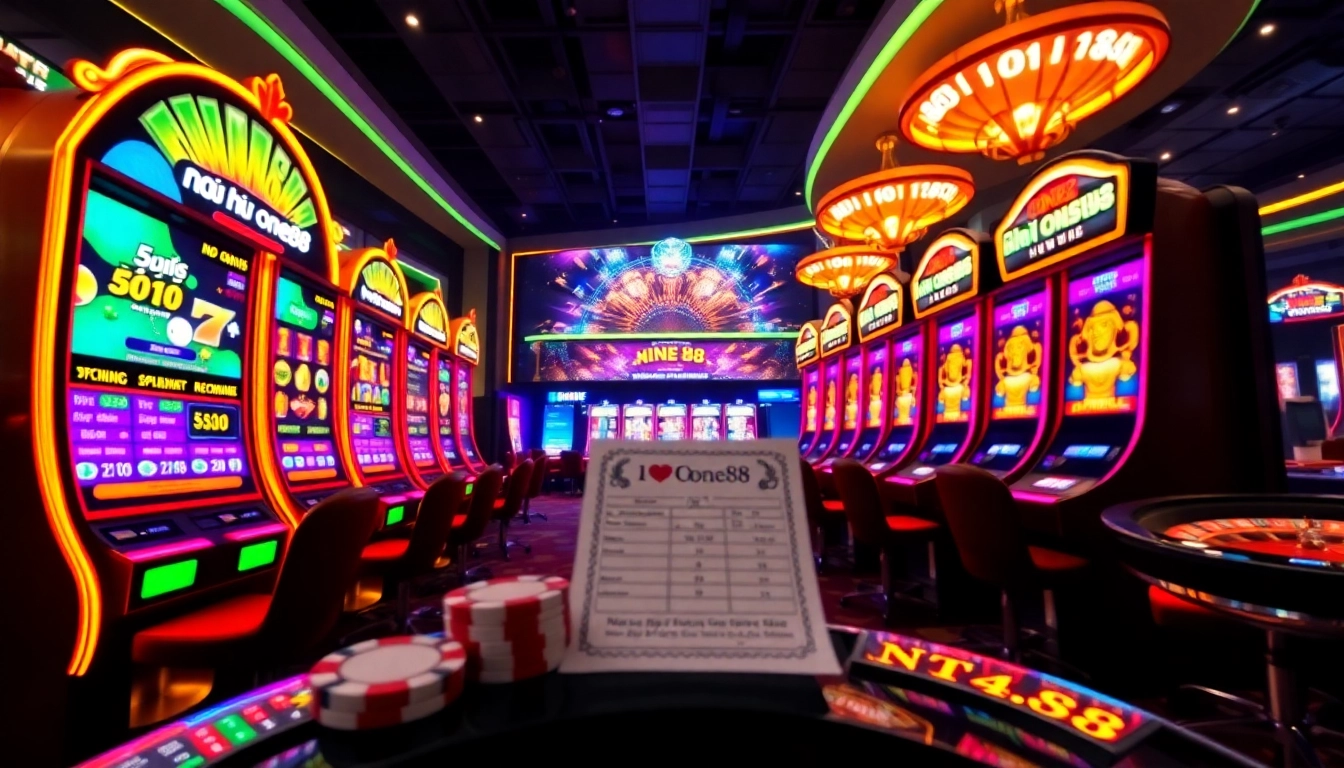 Spin the vibrant "nổ hũ one88" slot machines in a luxurious casino.
