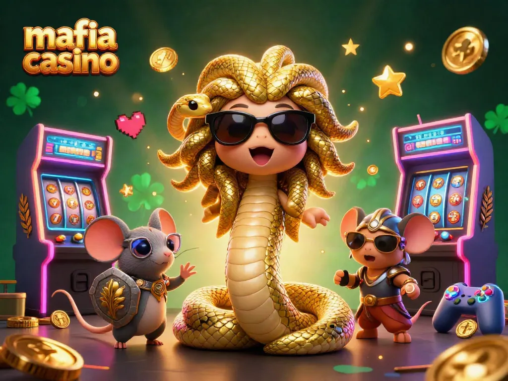 Experience the thrill of mafia casino with a lively 3D scene illustrating fun gaming elements and vibrant characters.