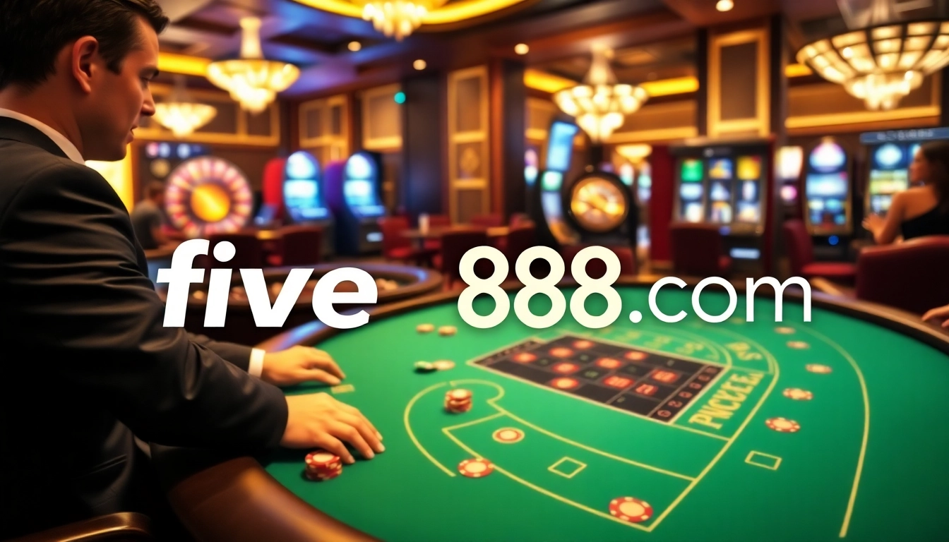 Join the excitement of five88 com with players at a luxury blackjack table, vibrant and thrilling.