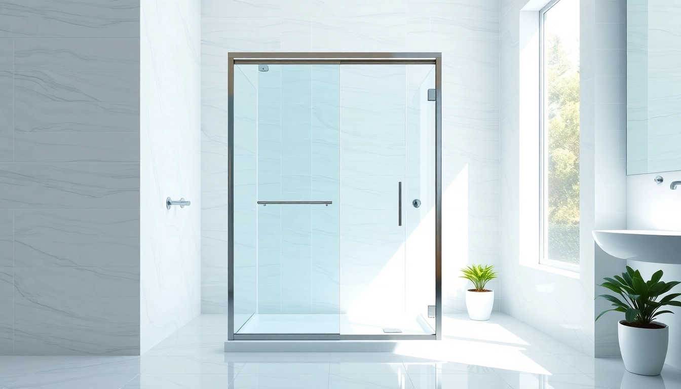 Showcase of a minimalist shower screen sliding door in a stylish bathroom environment.