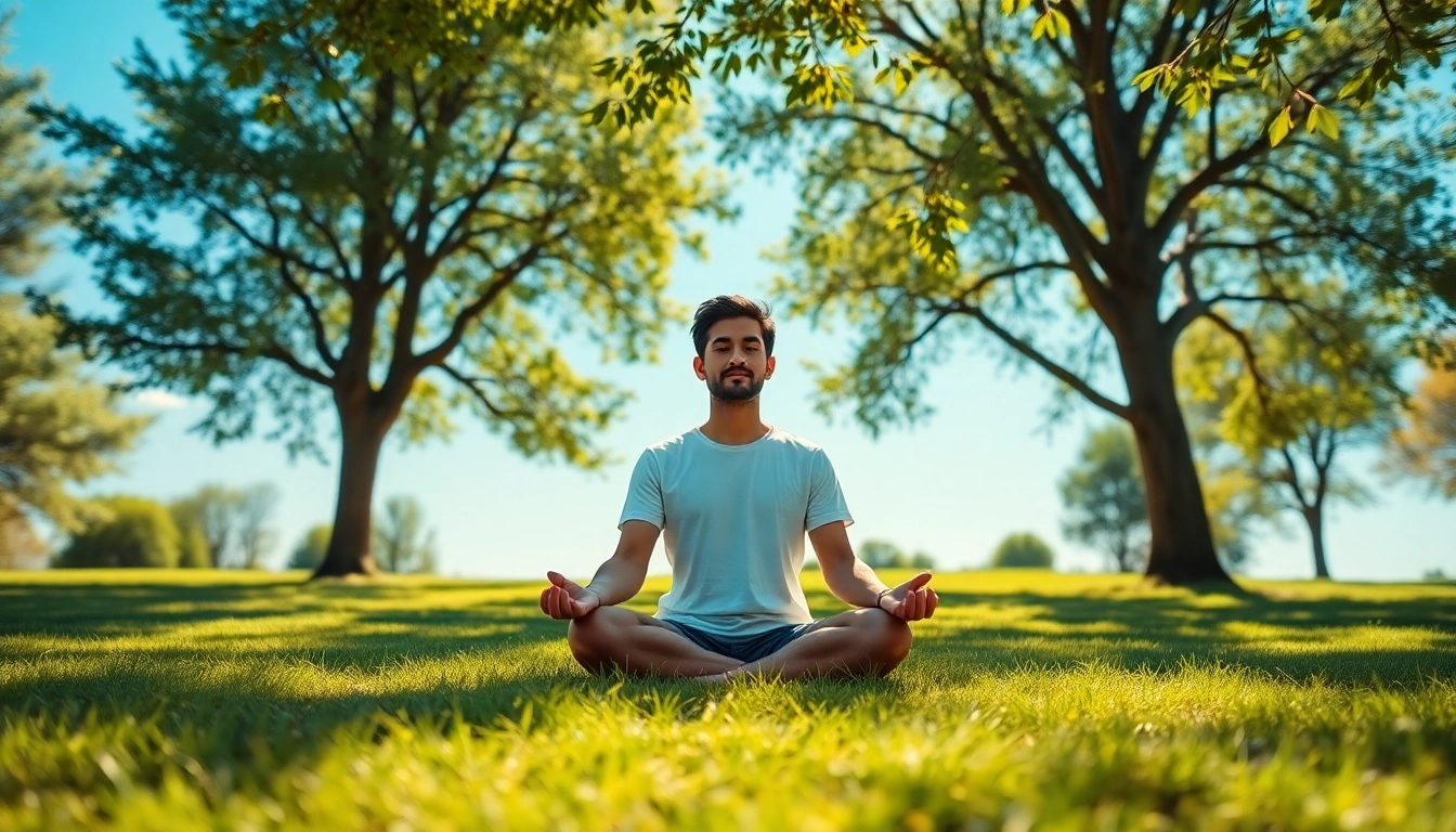 Individual meditating in a serene environment to relieve stress and anxiety.